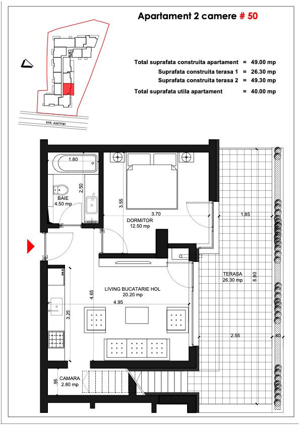 Unirii Fantani - Justitiei 57 - Balcon 26 mp si gradina 38 mp  Apartamente Smart 2