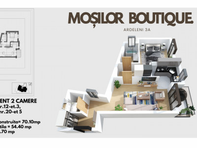 Mosilor, apartament cu 2 bai 